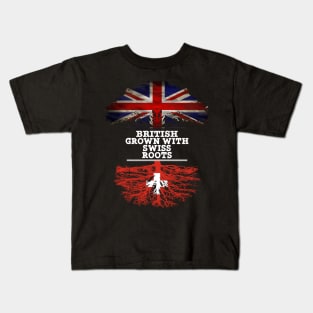 British Grown With Swiss Roots - Gift for Swiss With Roots From Switzerland Kids T-Shirt